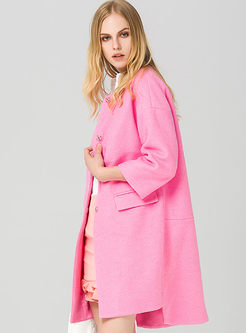 Sweet Candy Color Loose Woolen Coat