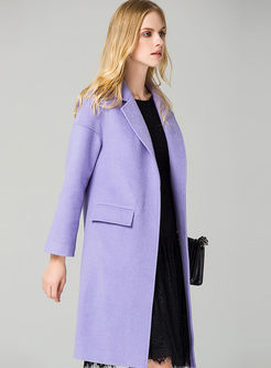 Brief Candy Color Slim Lapel Woolen Coat