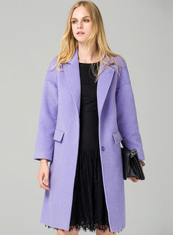 Brief Candy Color Slim Lapel Woolen Coat