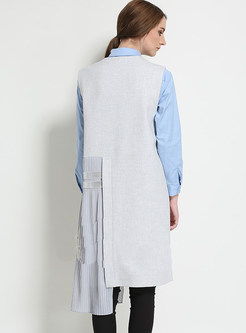 Brief Stitching Wool Long Vest