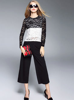 Lace Patchwork Chic Hollow T-Shirt