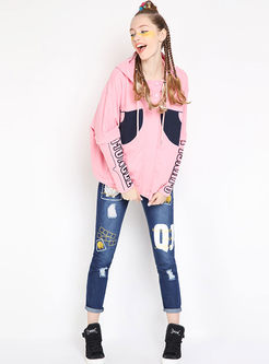 Fashionable Loose Fitting Letter Printed Hoodies