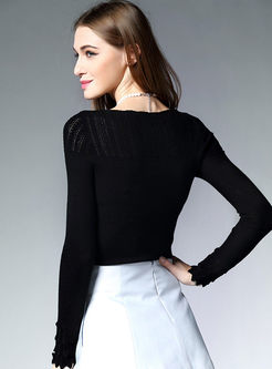 Exquisite Pure Color Fold Sweater