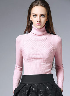 Solid Color Cute High Collar Sweater