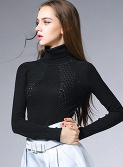Solid Color Cute High Collar Sweater