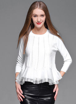 Exquisite Falbala Lace Patchwork Sweater