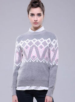 Vintage Geometric Color-matched Sweater