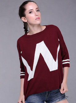 Chic Letter Pattern Loose Pullover Sweater