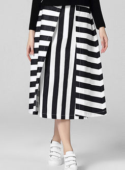 Fashion Stripe High Waist Skirt