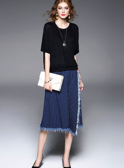 Fashion Asymmetrical Fringed Skirt
