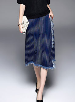 Fashion Asymmetrical Fringed Skirt