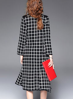 Fashion grid temperament trench coat
