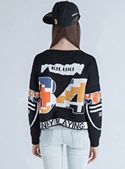 Causal Animal Letter Picture Pullover Sweater