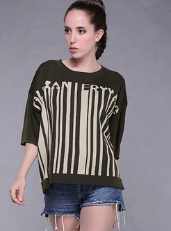 Loose Striped Pullover Knitted Sweater