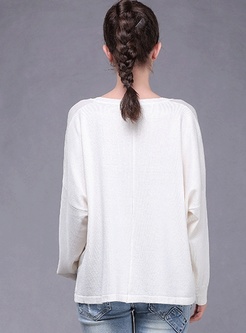 Solid Asymmetric Batwing Knit Sweater