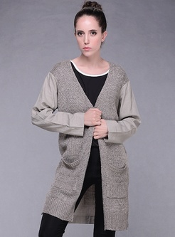 Patchwork Hollow Out Cardigan Coat