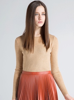 Brief Solid All-Match Knit Sweater