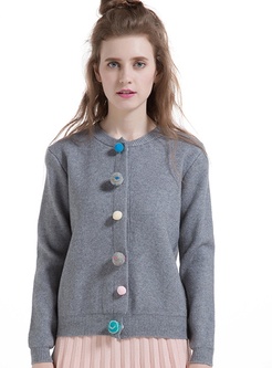 Solid Wool Cardigan Causal Coat