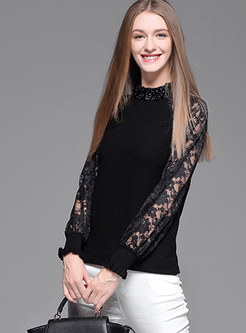 Hand Beads Lace Sexy Solid Sweater