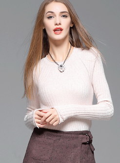 Knitted Pullover Solid Slim Sweater