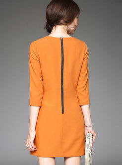 Brief Pure Color Asymmetric Patch Skinny Dress