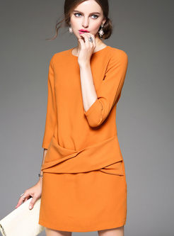 Brief Pure Color Asymmetric Patch Skinny Dress