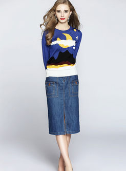 Star Picture Pullover Causal Knit Sweater
