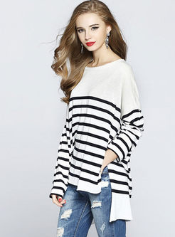 Light Striped Causal Hit Color T-Shirt