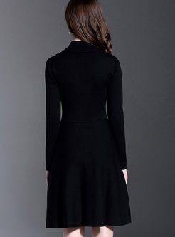 Brief Double-Breasted Waist Slim Knitted Dress