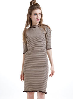 Vintage Stripe Slim Knitted Dress