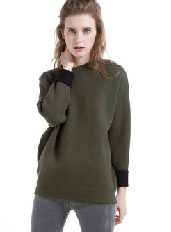 Vintage Pure Color Long Sleeve Pullover Sweater