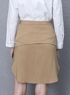 Vintage Color-Matched Single-Breasted Skirt