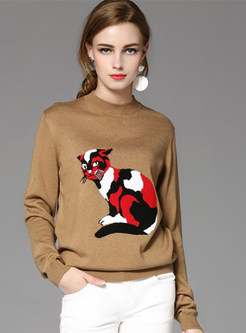 Brief Animal Pattern Pullover Sweater