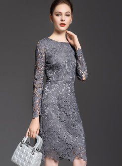 Brief Lace Pure Color Skinny Dress
