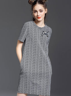 Brief Loose Bird Embroidery Shift Dress