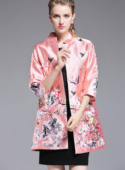 Ethnic Embroidered Loose Trench Coat