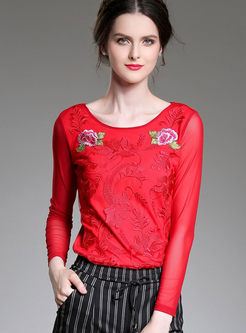 Embroidered Mesh T-Shirt 