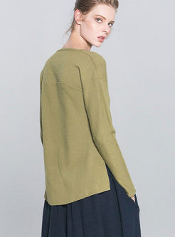 Casual Loose O-Neck Pure Color Sweater