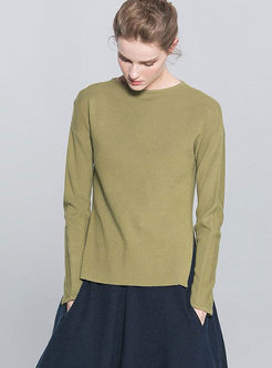 Casual Loose O-Neck Pure Color Sweater