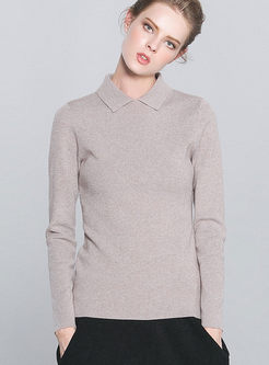 Brief Turn Down Collar Sweater