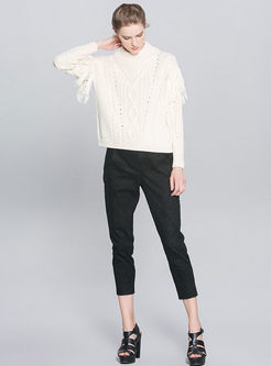 Personality Stand Collar Fringed Sweater