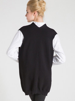 Pure Color Long Zip-Up Vest