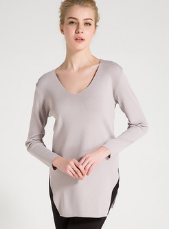Pure Color O-Neck Slim Knitted Sweater