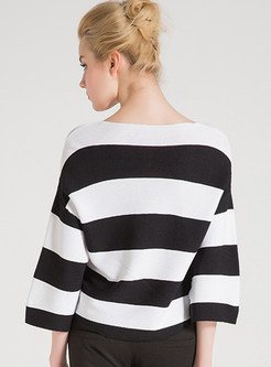 Classic Monochrome Stripe V-Neck Sweater