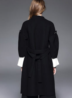 Notched Three Quarter Sleeve Sweet Trench Coat