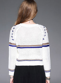 Patchwork Pullover Hollow Out Sweater