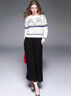 Patchwork Pullover Hollow Out Sweater