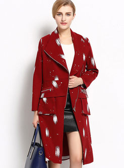 Turn Down Collar Floral Stylish Trench Coat
