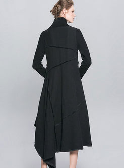 Personality Turtleneck Asymmetrical Loose Maxi Dress