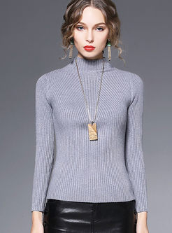 Brief Pure Color Slim Sweater